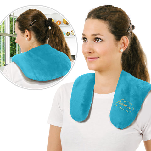 ComfortCloud Heating Pad for Neck and Shoulders Warmer Microwavable Moist Heat Portable Wrap for Pain Relief from General Soreness Arthritis Joint Muscle and Nerve Strain Teal